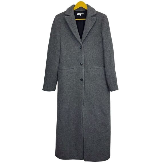 NWOT Reformation Wayne Coat Size Small Gray Wool Blend Long Line Single Breasted - Picture 2 of 11